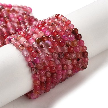 Cerise Round Natural Agate Beads