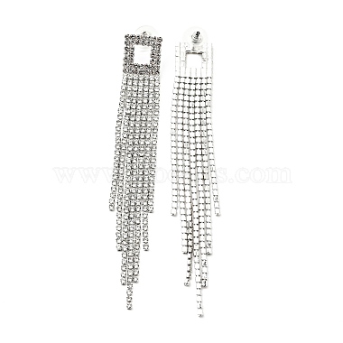 Boucles d'oreilles pendantes à long pompon avec zircone cubique transparente et strass en cristal(EJEW-C037-07C-P)-2