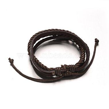 Bracelets ajustables de multi-brins avec cordon de cuir(X-BJEW-M169-06)-2