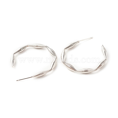 Brass Screw Textured C-shape Stud Earrings(EJEW-A066-02P)-2