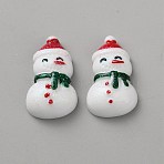Christmas Opaque Resin Decoden Cabochons, Snowman with Glitter Powder, Green, 29x17x9mm(DIY-WH0430-833A)