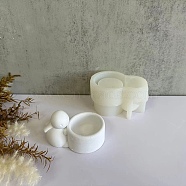 DIY Rabbit Candle Holder Silicone Molds, Resin Cement Plaster Casting Molds, White, 9.5x7x5.7cm, Inner Diameter: 8.6x7cm(SIMO-B008-01)