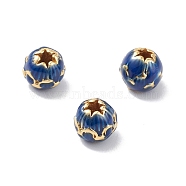 Rack Plating Brass Enamel Beads, Round, Long-Lasting Plated, Cadmium Free & Lead Free, Real 18K Gold Plated, 7mm, Hole: 1.8mm(KK-L155-49B-G)