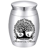 Column Zinc Alloy Cremation Urn, with Velvet Packing Pouches & Polishing Cloth & Disposable Flatware Spoons, Tree of Life, 1.59 inch(4.05cm), Capacity: 30ml(1.01fl. oz)(AJEW-CN0002-81C)