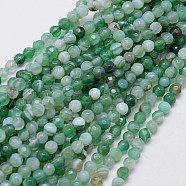 Natural Striped Agate/Banded Agate Beads Strands, Faceted, Dyed, Round, Sea Green, 4mm, Hole: 0.5mm(G-G581-4mm-12)