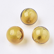 Handmade Blown Glass Beads, Round, Gold, 14x14mm, Hole: 1~2mm(X-BLOW-T001-32A-02)