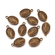 Tibetan Style Alloy Pendants, Lead Free & Cadmium Free, Oval with God Father Religious Christianity, Antique Bronze, 17x10x2mm, Hole: 2mm(X-TIBEP-3147-AB-LF)