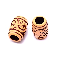 Plastic Beads, Imitation Wood, Large Hole, Column, Sandy Brown, 15x10mm, Hole: 6mm(KY-TAC0008-07)