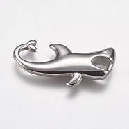 304 Stainless Steel Pendants, Shark, Stainless Steel Color, 40x21x7.5mm, Hole: 4.5x6mm(STAS-K171-24P)
