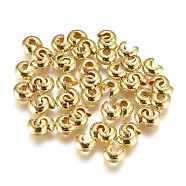 Brass Crimp Beads Covers, Golden, 5x4.5x3mm, Hole: 1.5mm, about 100pcs/bag(KK-CJC0001-06B-G)
