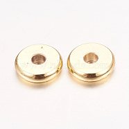 Real 18K Gold Plated Brass Spacer Beads, Nickel Free, Flat Round, 7x1.5mm, Hole: 2mm(X-KK-E702-20G-NF)