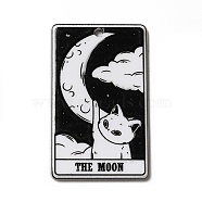 Tarot Theme Printed Acrylic Pendants, Rectangle with Cat Pattern Charms, The Moon XVIII, 39x24x2.5mm, Hole: 1.8mm(MACR-G061-04B)