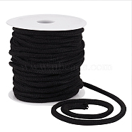 25M Polycotton Soft Drawstring Rope Replacement, Drawstring Cord, for Coats, Pants, Shorts, with 1Pc Plastic Spool, Black, 6mm, about 27.34 Yards(25m)/Roll(OCOR-BC0005-17A)
