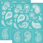 Self-Adhesive Silk Screen Printing Stencil, for Painting on Wood, DIY Decoration T-Shirt Fabric, Turquoise, Floral Pattern, 220x280mm(DIY-WH0338-040)