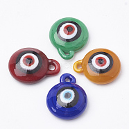 Handmade Lampwork Pendants, Evil Eye, Mixed Color, 19x15x6mm, Hole: 2mm(X-LAMP-N020-M)