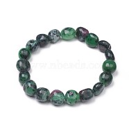 Natural Ruby in Zoisite Stretch Beaded Bracelets, Tumbled Stone, Nuggets, 1-7/8 inch~2-1/8 inch(4.8~5.5cm), Beads: 6~15x6~11x3~11mm(BJEW-K213-C07)