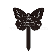 Acrylic Garden Stake, Ground Insert Decor, for Yard, Lawn, Garden Decoration, Butterfly with Memorial Words, Butterfly Pattern, 205x145mm(AJEW-WH0364-003)