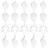 DICOSMETIC 24Pcs 4 Style 304 Stainless Steel Pendants, Laser Cut, Leaf, Stainless Steel Color, 6pcs/style(STAS-DC0005-88)