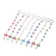 8Pcs Colorful Electroplate Glass Beaded Keychain, with Glass Charms and 304 Stainless Steel Findings, Bullet, Mixed Color, 26cm, 8pcs/set(KEYC-JKC00399)