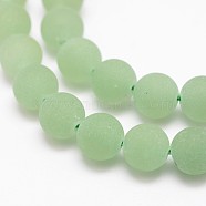 Frosted Round Natural Green Aventurine Beads Strands, 10mm, Hole: 1mm, about 38pcs/strand, 15.5 inch(G-D797-10mm)