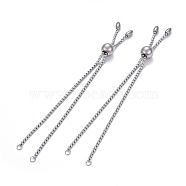 304 Stainless Steel Slider Bracelet/Bolo Bracelets Making, with Box Chains, Stainless Steel Color, 10-5/8 inch(27cm)(MAK-L024-01P)