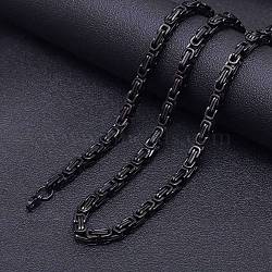 Titanium Steel Byzantine Chain Necklaces for Men, Black, 21.65 inch(55cm)(FS-WG56795-27)