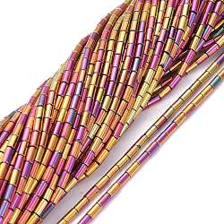 Electroplate Glass Beads Strands, Full Plated, Column, Multi-color Plated, 4.5~5x2.5mm, Hole: 0.8mm, about 75pcs/Strand, 14.17 inch(36cm)(EGLA-K014-B-FP06)