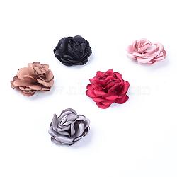 Handmade Cloth Woven Costume Accessories, Flower, Mixed Color, 46~51x26~28mm(WOVE-Q064-01)