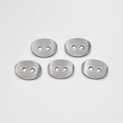 Stainless Steel Oval Buttons, Stainless Steel Color, 11x14x1mm, Hole: 2mm(STAS-E091-01P)
