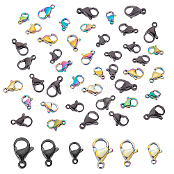 PandaHall Elite 60Pcs 6 Sizes PVD Vacuum Plating 304 Stainless Steel Lobster Claw Clasps, Parrot Trigger Clasps, Mixed Color, 10pcs/size(STAS-PH0001-43)