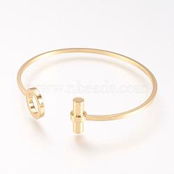 Brass Cuff Bangle, Real 18K Gold Plated, 1-3/4 inchx2-1/4 inch(46x57mm)(BJEW-P168-B33)