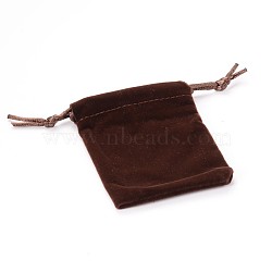 Rectangle Velours Jewelry Bags, Saddle Brown, 8.8x7cm(X-TP-O004-C-05)