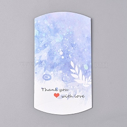 Paper Pillow Boxes, Gift Candy Packing Box, Word Thank You with Love, Light Blue, Box: 12.5x7.6x1.9cm, Unfold: 14.5x7.9x0.1cm(CON-L020-06A)