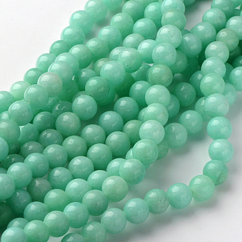 Natural & Dyed White Jade Beads Strands, Imitation Amazonite, Round, 8mm, Hole: 1mm, 15~16 inch