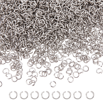 2000Pcs 304 Stainless Steel Open Jump Rings, Round, Stainless Steel Color, 22 Gauge, 4x0.6mm, Inner Diameter: 2.8mm