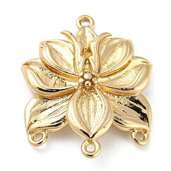 Brass Chandelier Component Links, Light Gold, Connector, Flower, 23x18.5x3mm, Hole: 1mm