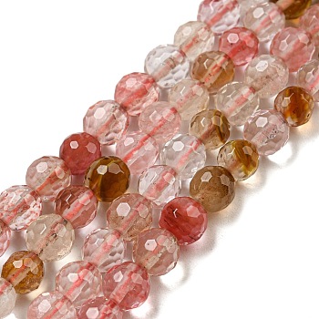 Tigerskin Glass Beads Strands, (128 Facets)Faceted, Round, 6mm, Hole: 0.9mm, about 60pcs/strand, 14.76 inch(37.5cm)