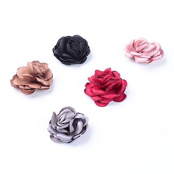 Handmade Cloth Woven Costume Accessories, Flower, Mixed Color, 46~51x26~28mm
