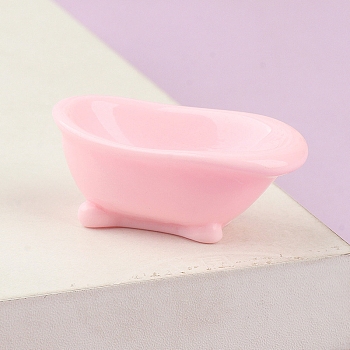 Miniature Resin Bathtub, for Dollhouse Bathroom Decoration, Pearl Pink, 40x15x25mm