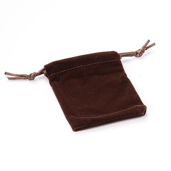 Rectangle Velours Jewelry Bags, Saddle Brown, 8.8x7cm