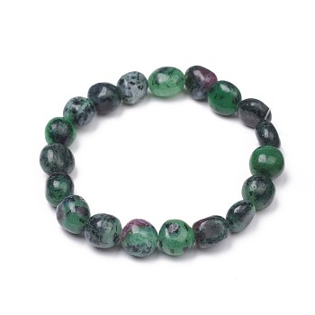 Natural Ruby in Zoisite Stretch Beaded Bracelets, Tumbled Stone, Nuggets, 1-7/8 inch~2-1/8 inch(4.8~5.5cm), Beads: 6~15x6~11x3~11mm