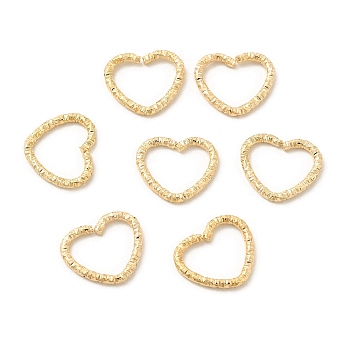 50Pcs Iron Linking Rings, Textured Open Rings, Light Gold, Heart, 12x14x2mm, Inner Diameter: 9x11mm