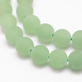 Frosted Round Natural Green Aventurine Beads Strands, 10mm, Hole: 1mm, about 38pcs/strand, 15.5 inch