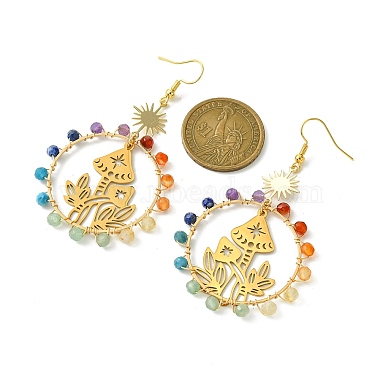 Boucles d'oreilles pendantes en perles sur le thème des chakras(EJEW-TA00385)-3