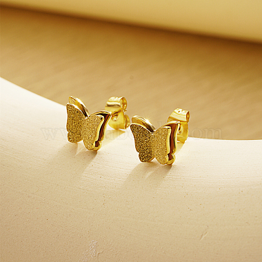 Gold Butterfly Stainless Steel Stud Earrings