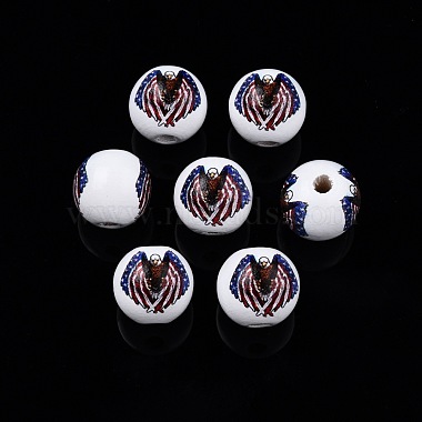 Independence Day Theme Printed Wooden Beads(WOOD-D006-08)-3