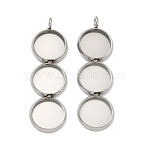 304 Stainless Steel Pendant Cabochon Settings, Plain Edge Bezel Cups, Stainless Steel Color, 38.5x11.5x2mm, Hole: 2.3mm, Tray Size: 10mm(X-STAS-K320-03B-P)