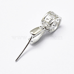 Anti-Tarnish Rhodium Plated 925 Sterling Silver Micro Pave Cubic Zirconia Pendant Bails, Ice Pick & Pinch Bails, Column, Platinum, 12mm, Hole: 5mm, Pin: 0.6mm(STER-E053-24P)