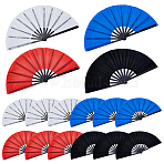 16Pcs 4 Colors Polyester Fan Display Decorations, with Plastic, for Home Office Desktop Decoration, Mixed Color, 640x345x32.5mm, 4pcs/color(DIY-GA0010-05)