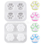 DIY Cat Paw Prints Fondant Silicone Molds, Resin Casting Molds, for Chocolate, Candy, UV Resin & Epoxy Resin Craft Making, White, 120x130x16mm(DIY-TAC0015-32B)